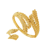Golden Leaf Ring And Bracelet Set. - Mojood